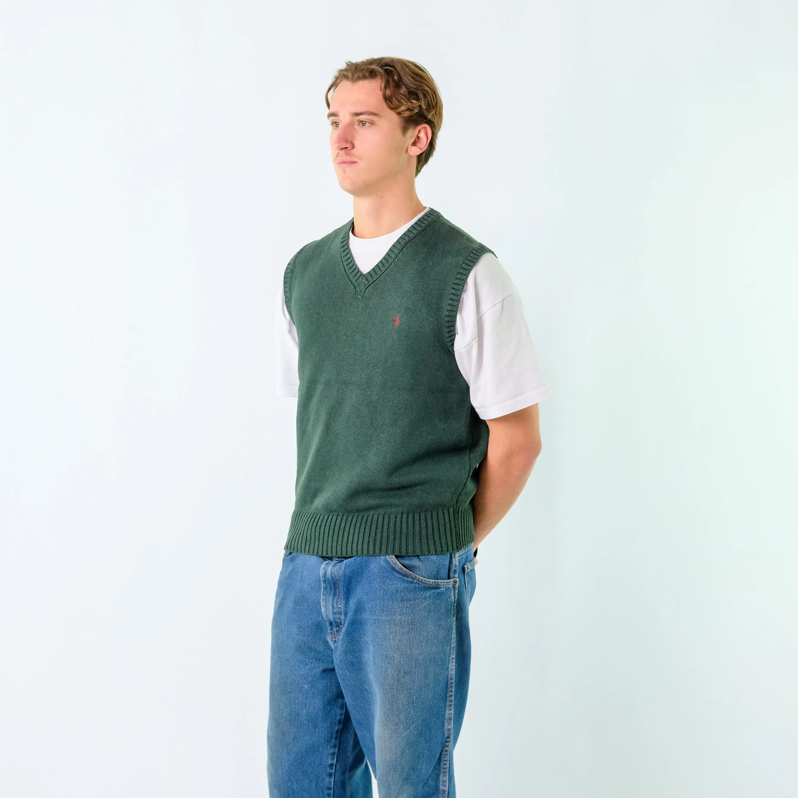 Dark Green y2ks Polo Ralph Lauren Knit Vest (M)