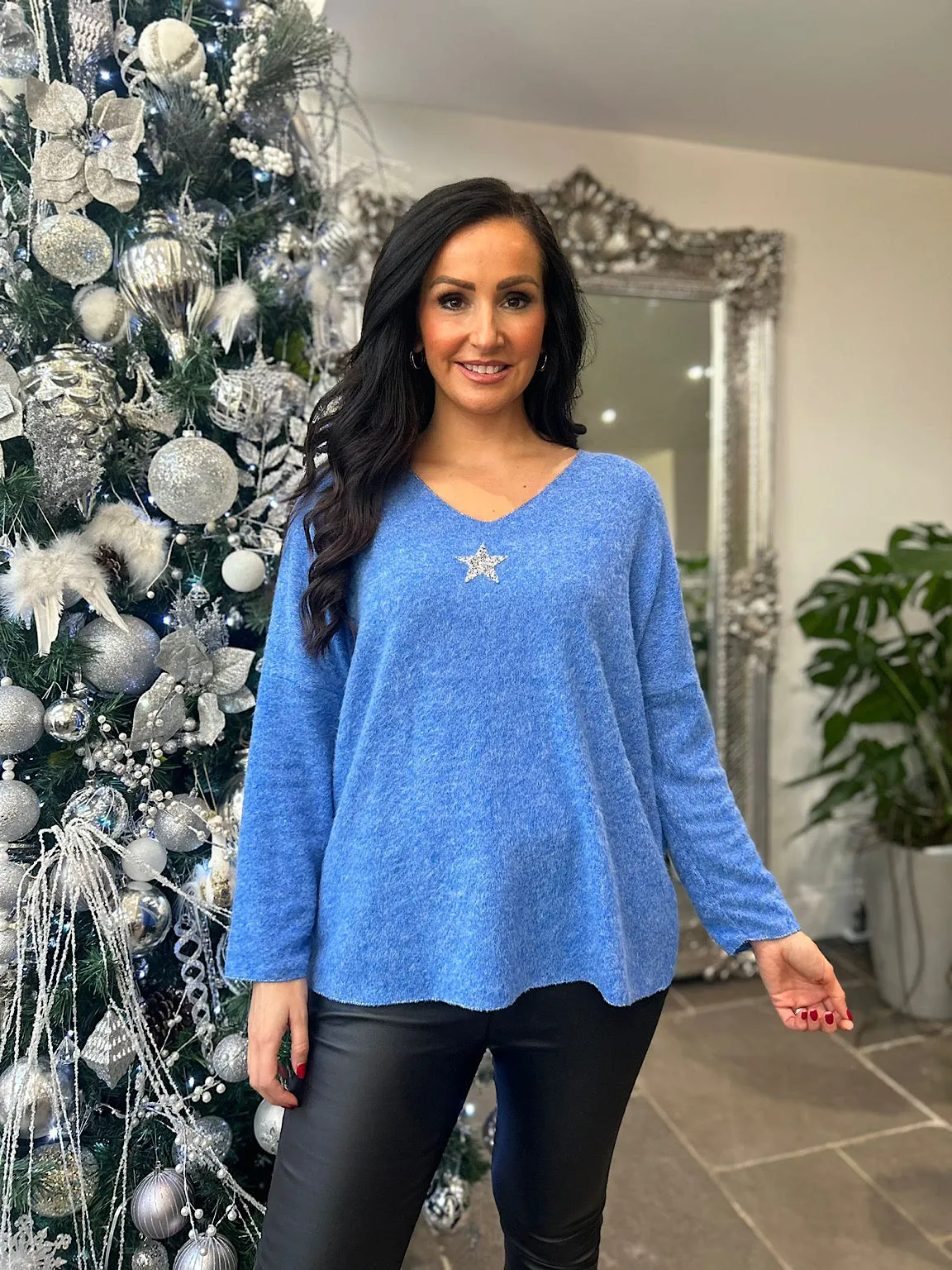 Denim Embellished Star Soft Knit Daphne