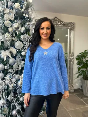 Denim Embellished Star Soft Knit Daphne