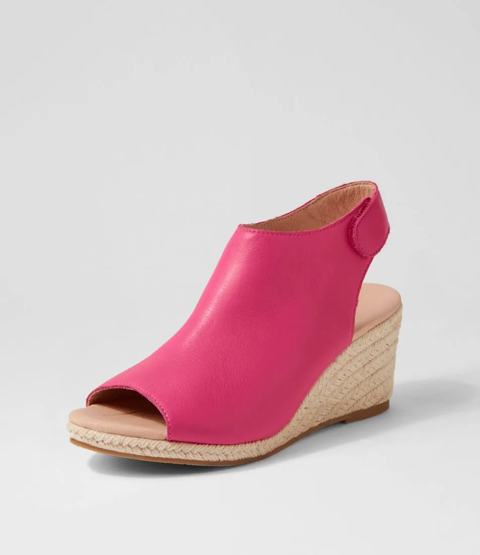 DIANA FERRARI Jamcie Fuchsia Leather Espadrilles