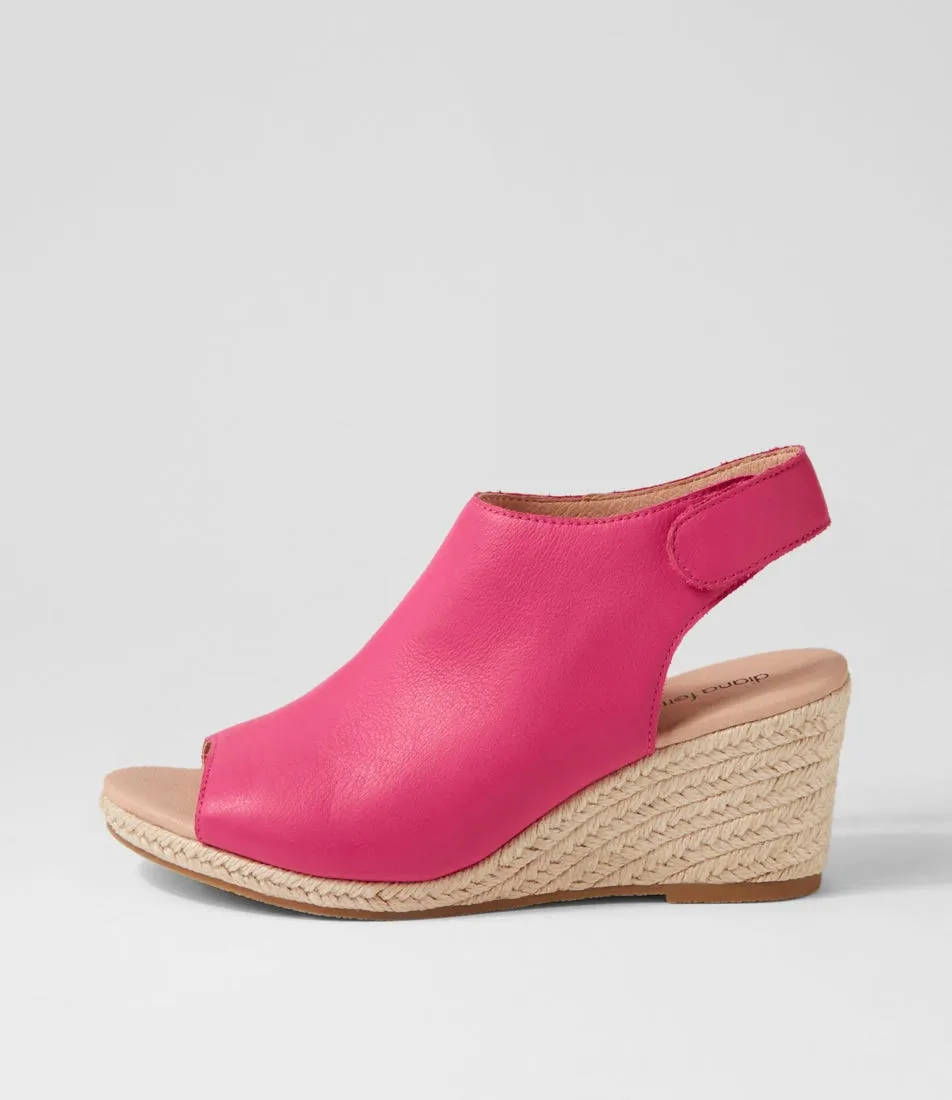 DIANA FERRARI Jamcie Fuchsia Leather Espadrilles