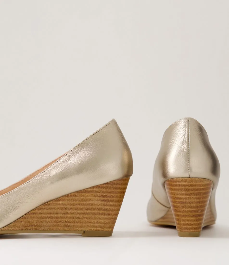 DIANA FERRARI Lespie Champagne Leather Wedges