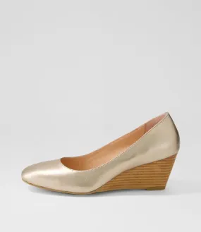 DIANA FERRARI Lespie Champagne Leather Wedges