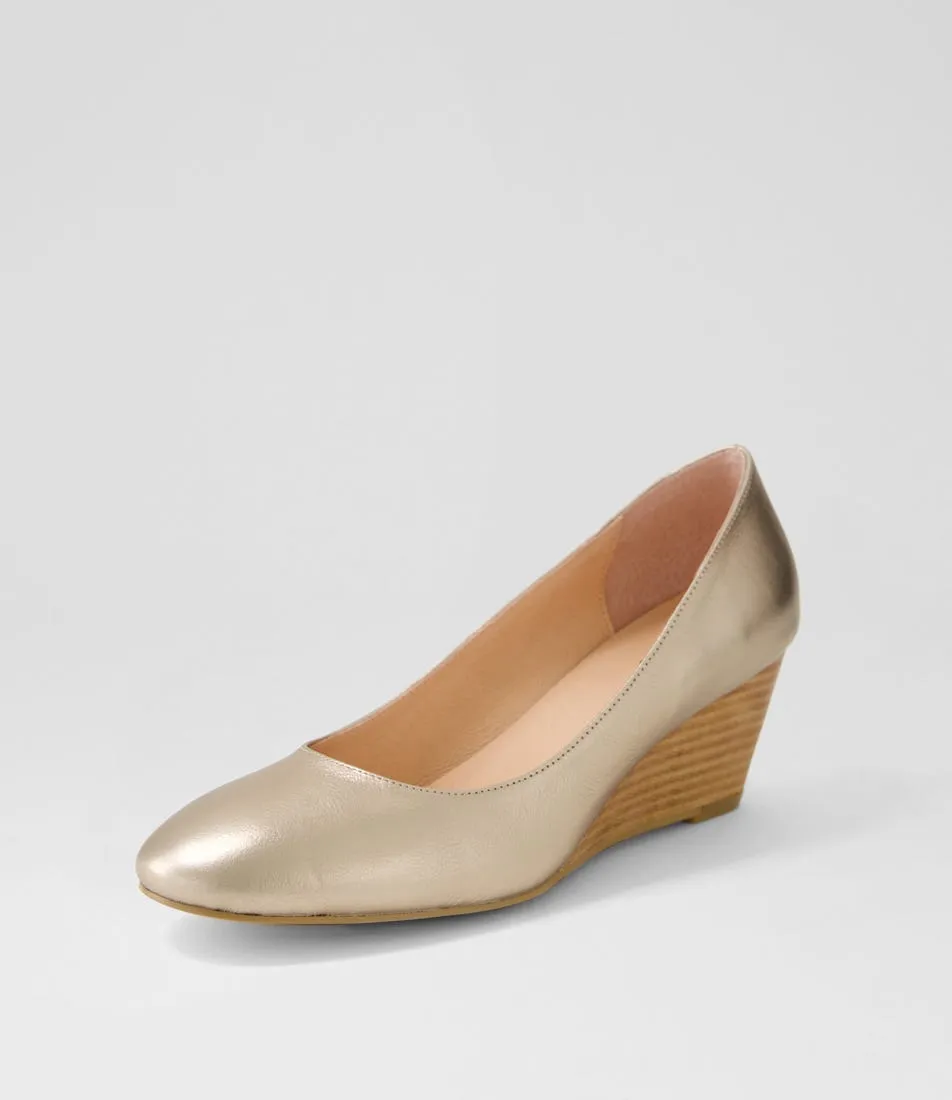 DIANA FERRARI Lespie Champagne Leather Wedges