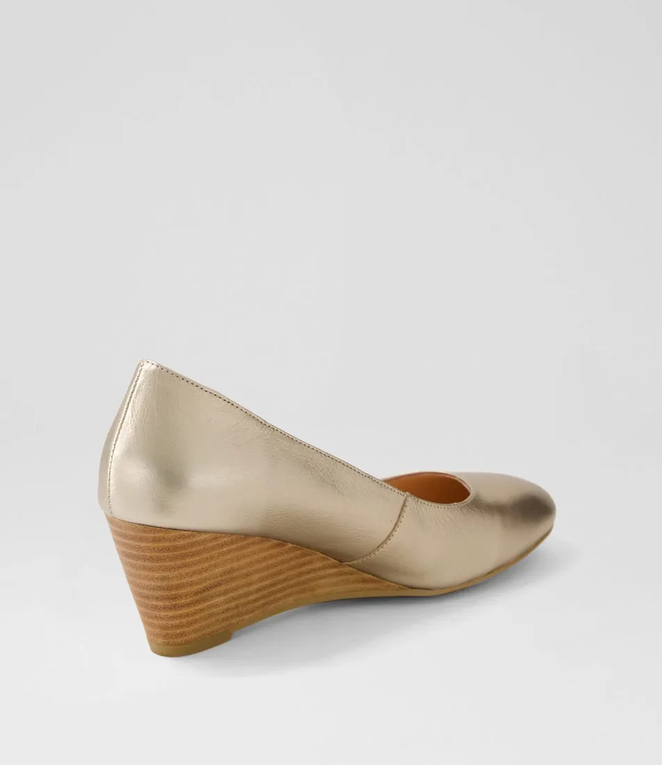 DIANA FERRARI Lespie Champagne Leather Wedges