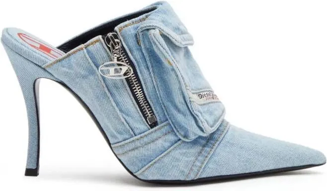 Diesel D-Venus Pocket 100mm denim mules Blue