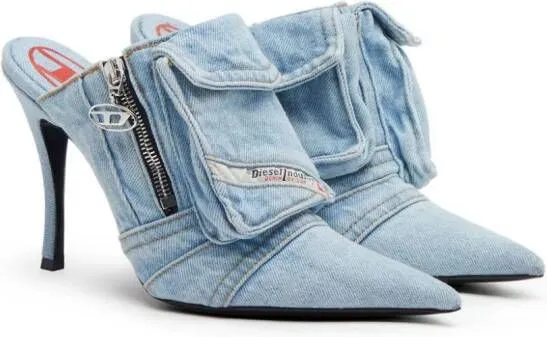 Diesel D-Venus Pocket 100mm denim mules Blue