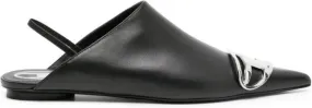 Diesel logo-plaque leather mules Black