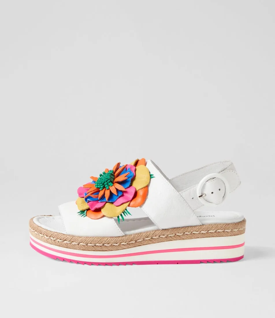 DJANGO & JULIETTE Amare White Bright Multi Leather Espadrilles