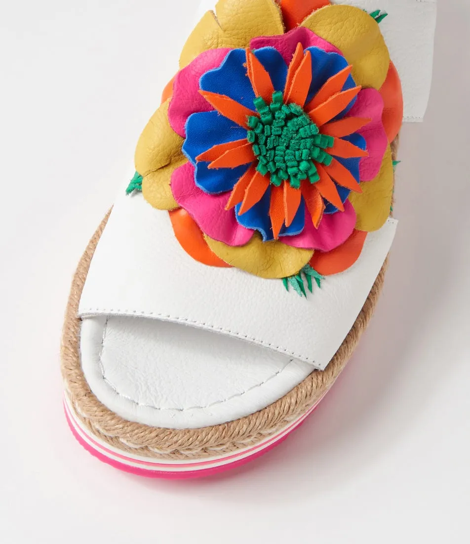 DJANGO & JULIETTE Amare White Bright Multi Leather Espadrilles