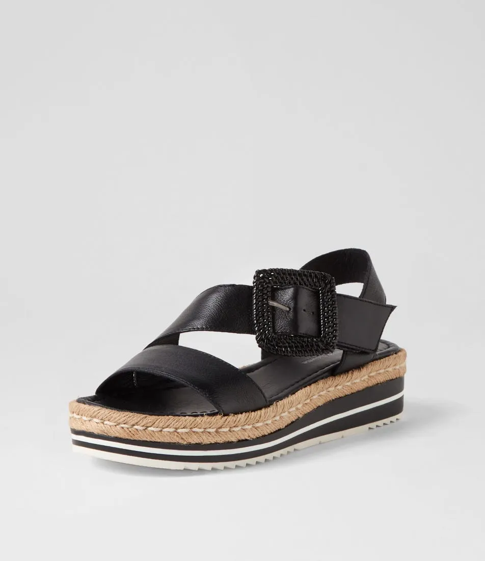 DJANGO & JULIETTE Atory Black Leather Espadrilles