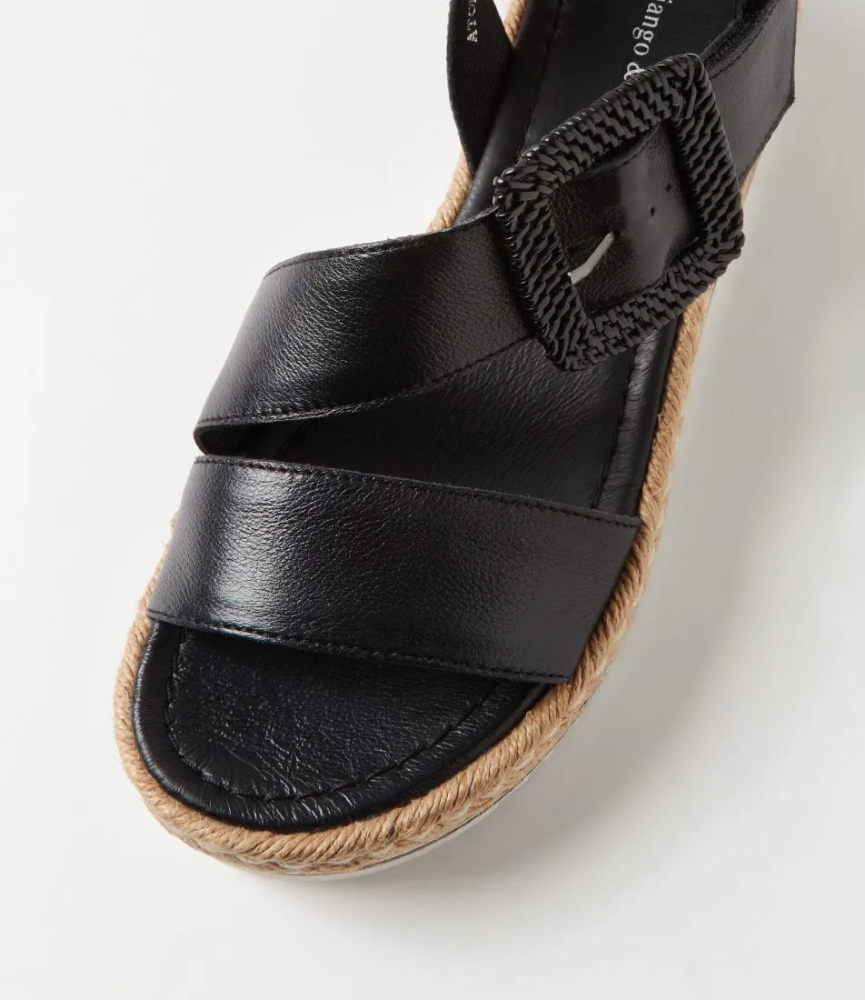 DJANGO & JULIETTE Atory Black Leather Espadrilles