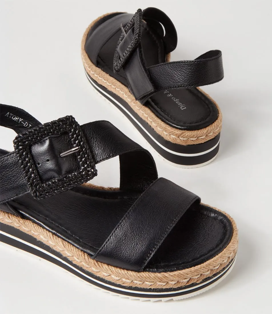 DJANGO & JULIETTE Atory Black Leather Espadrilles