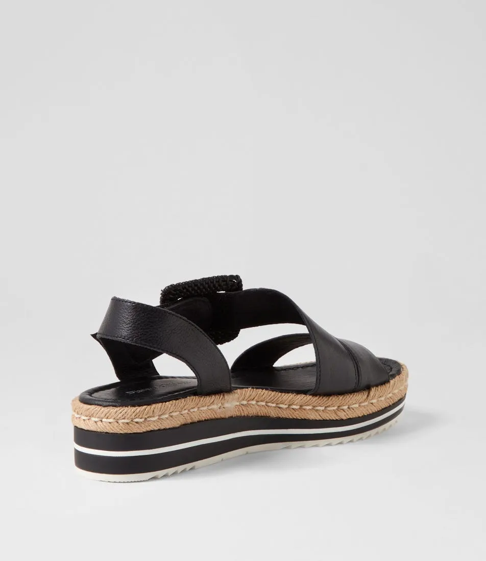 DJANGO & JULIETTE Atory Black Leather Espadrilles