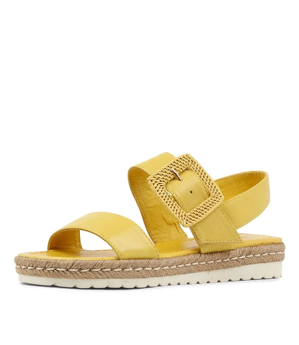 DJANGO & JULIETTE Silas Yellow Leather Buckle Espadrilles