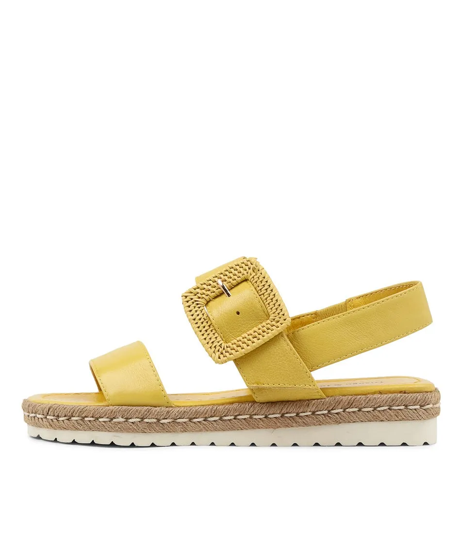 DJANGO & JULIETTE Silas Yellow Leather Buckle Espadrilles