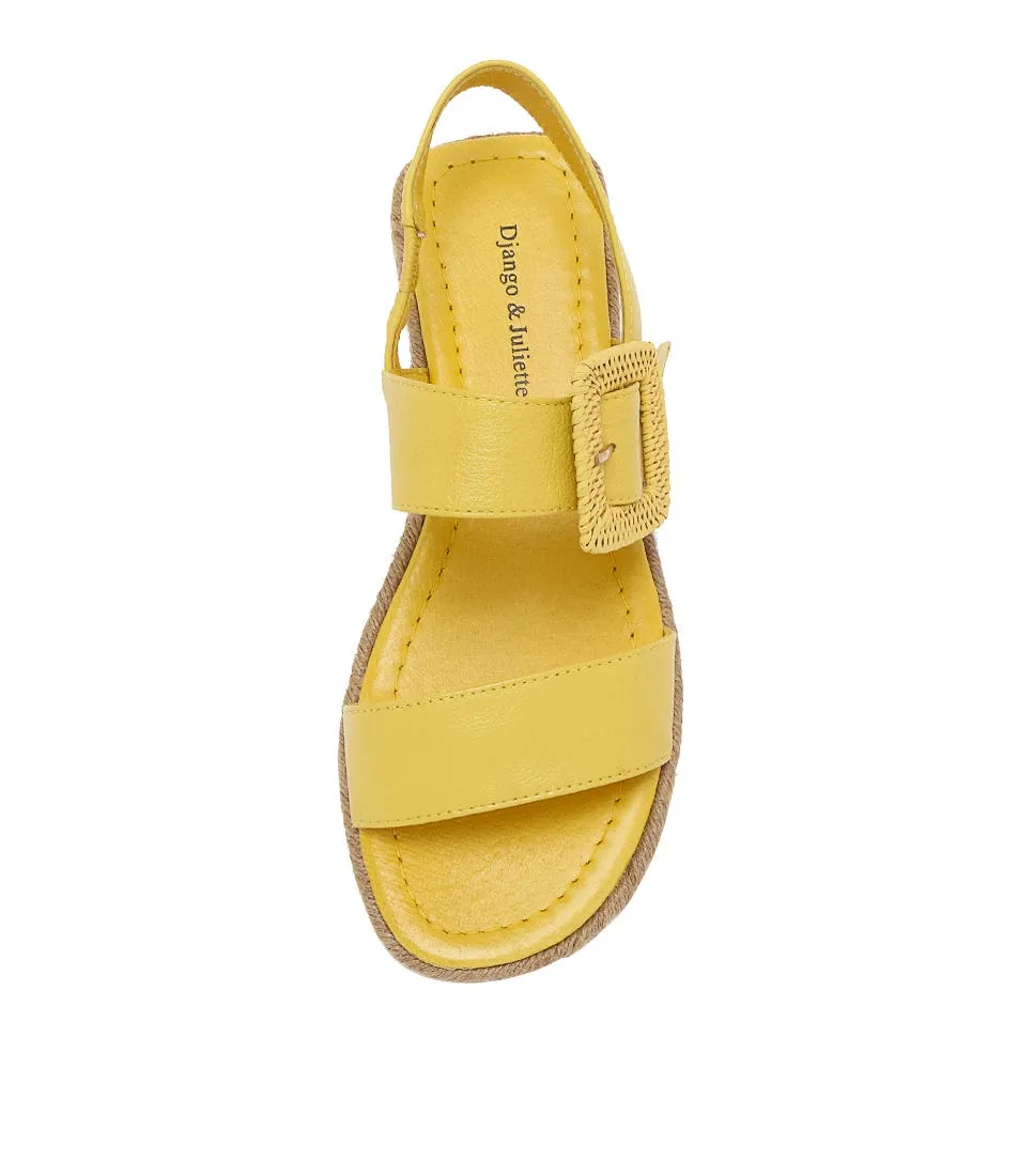 DJANGO & JULIETTE Silas Yellow Leather Buckle Espadrilles