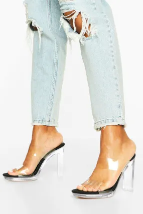 Double Clear Strap Platform Mules