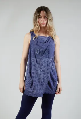 Draped Jersey Vest Top in Azur Print