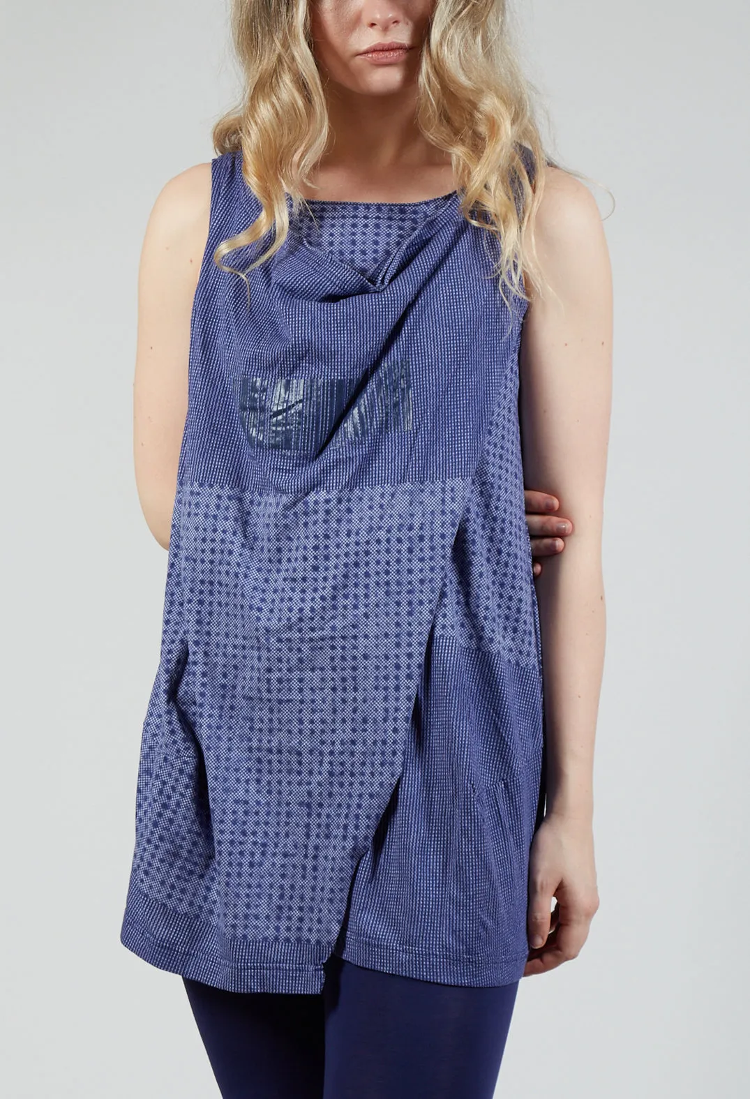 Draped Jersey Vest Top in Azur Print