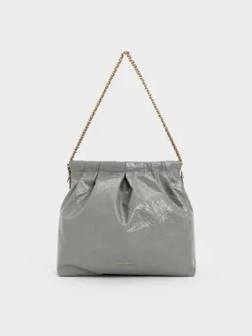 Duo Double Chain Hobo Bag - Grey