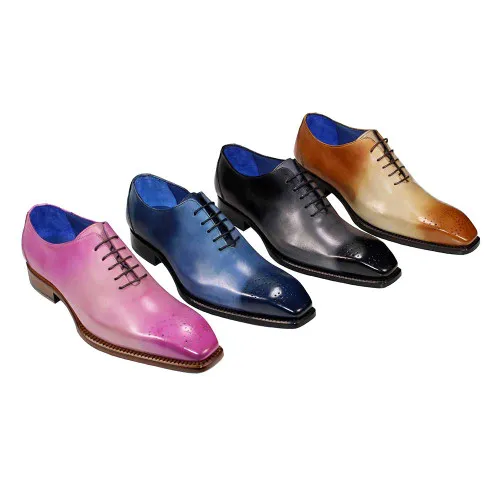 Emilio Franco Valerio Pink Combination Calf Skin Leather Oxfords Shoes