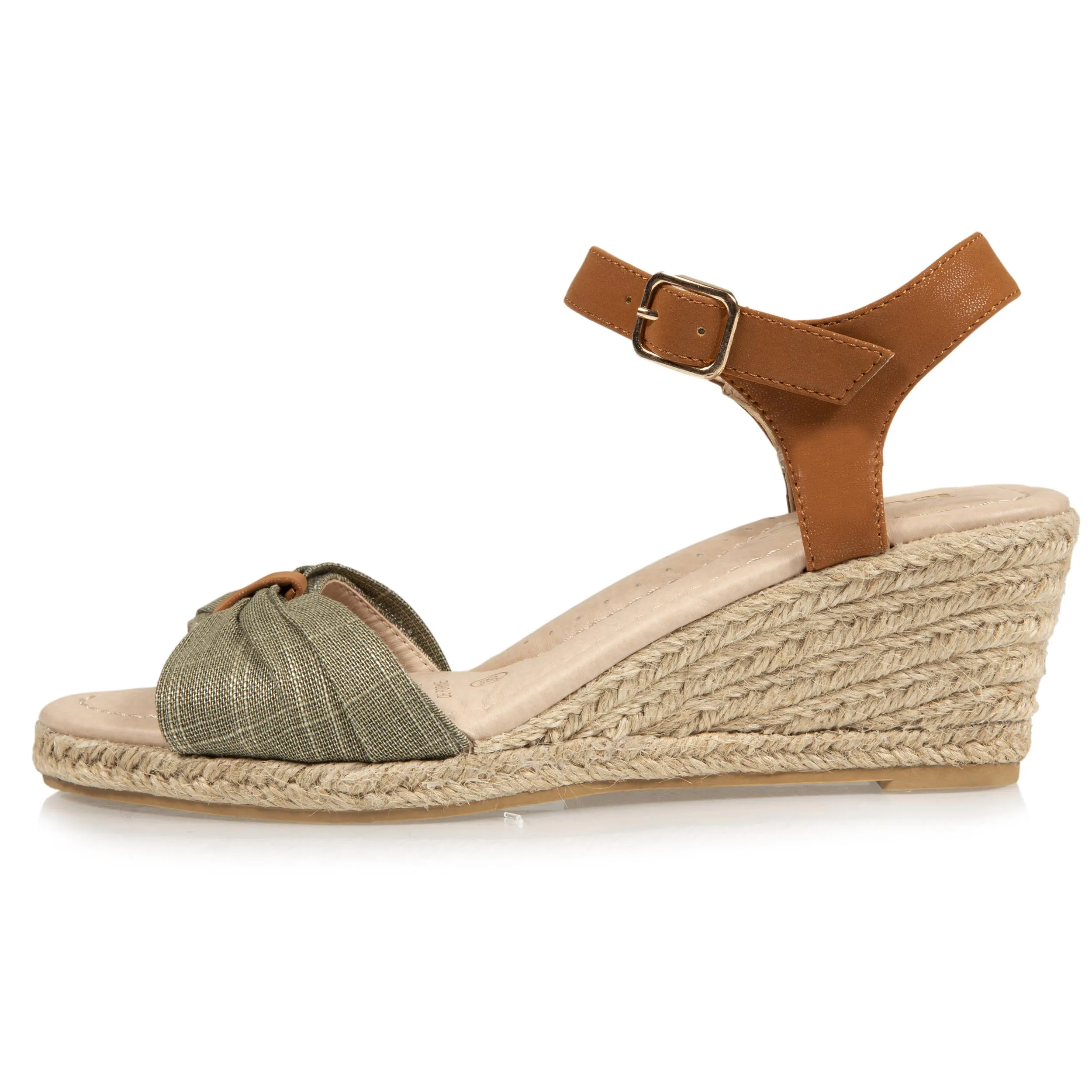 Espadrilles Femme ouverte à talon Kaki