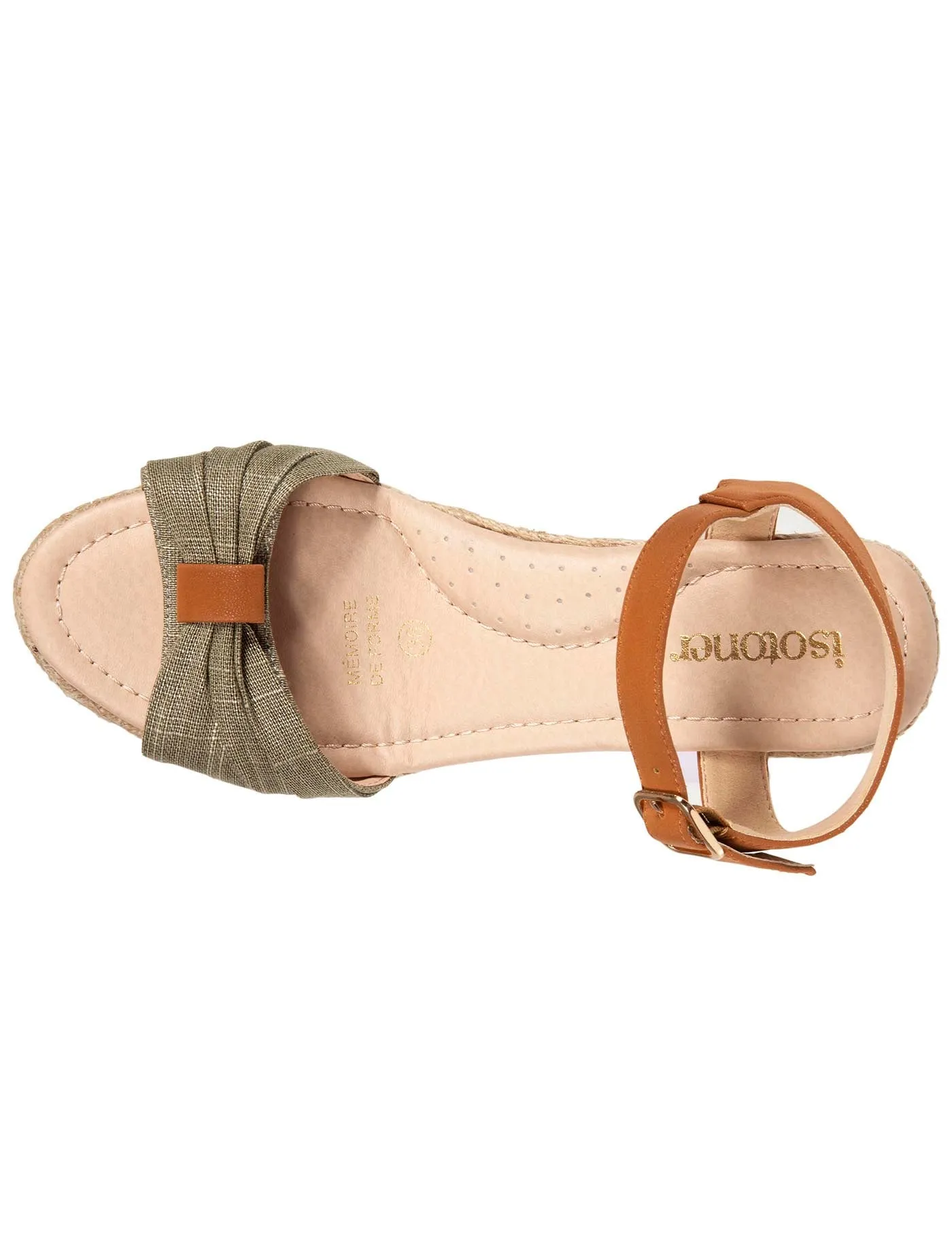 Espadrilles Femme ouverte à talon Kaki