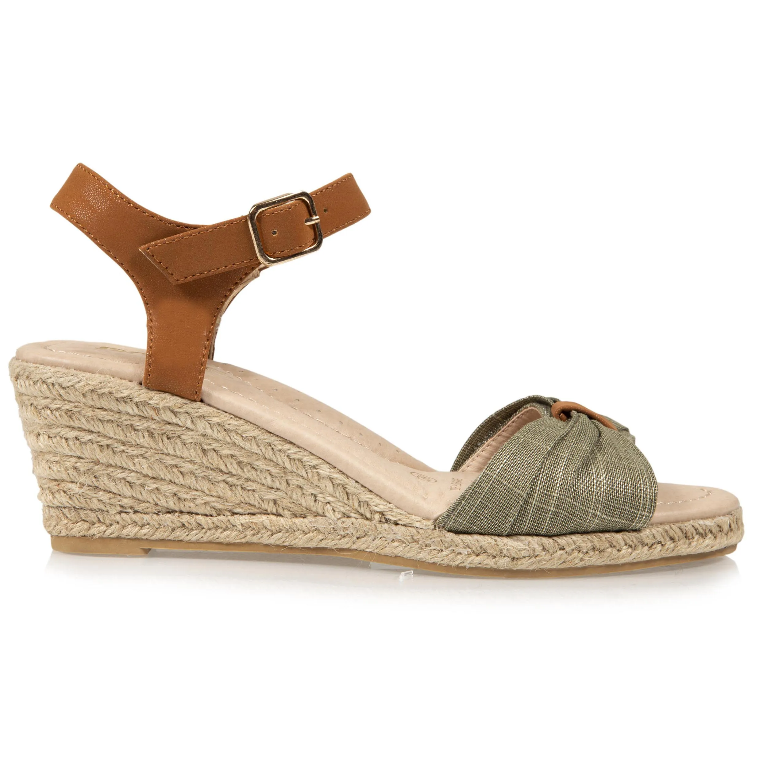 Espadrilles Femme ouverte à talon Kaki