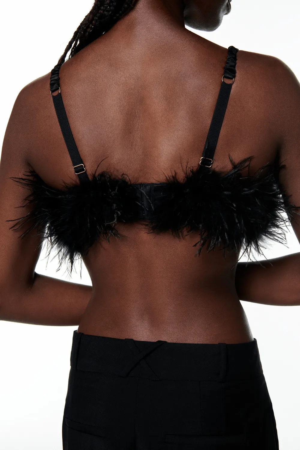 Fanny Cropped Feather & Satin Top