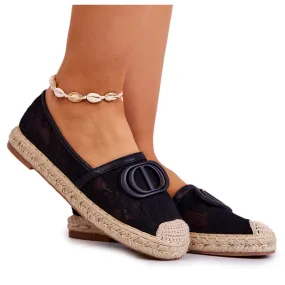 FE1 Women's Lace Espadrilles With Black Summer Dream Decoration