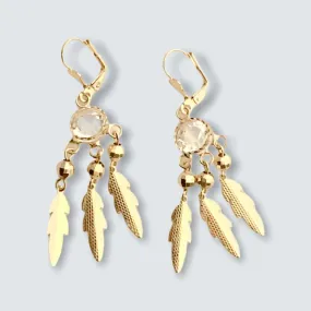 Feather dream catcher earrings in 18k of gold plated