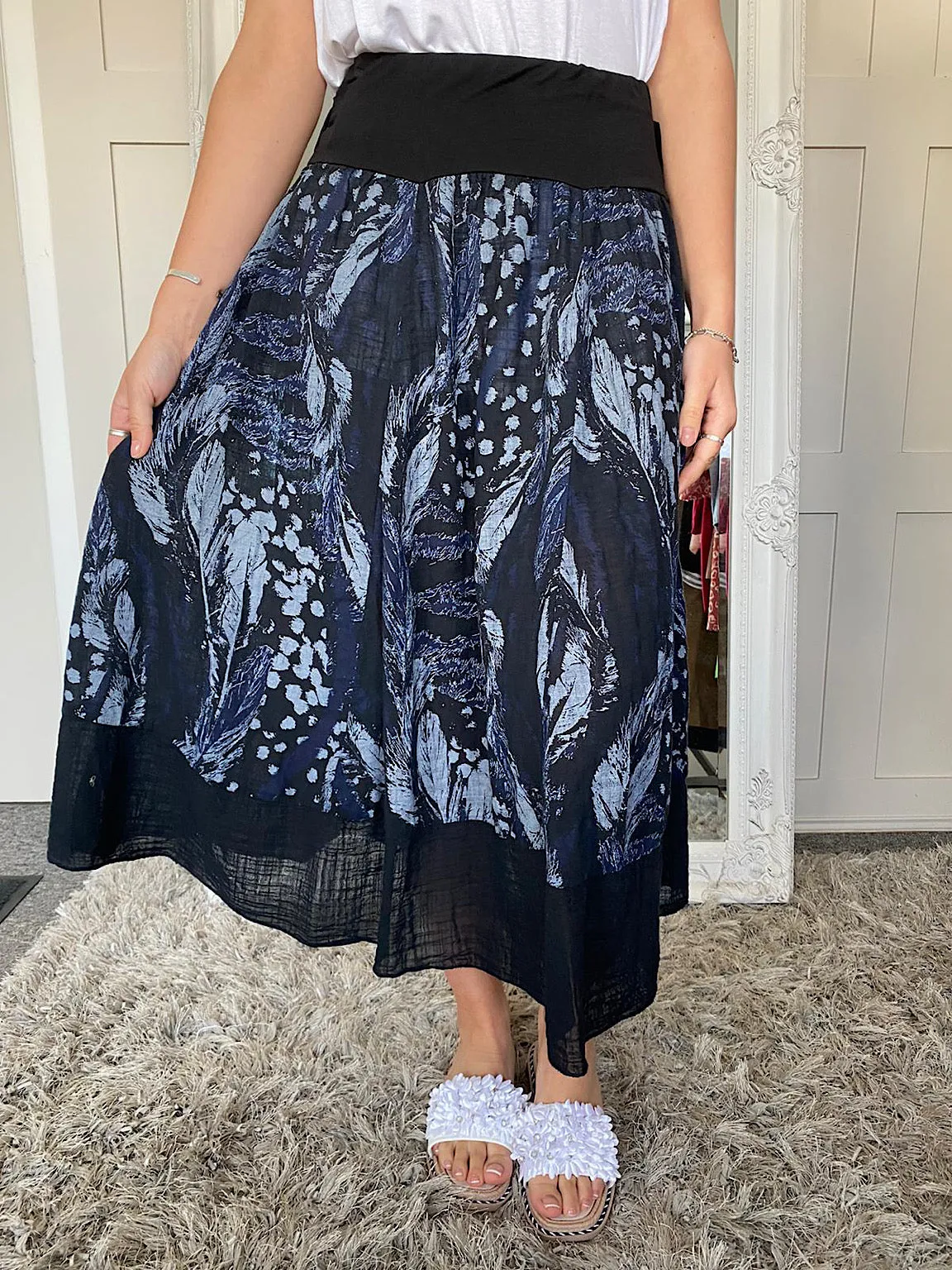 Feather Print Skirt