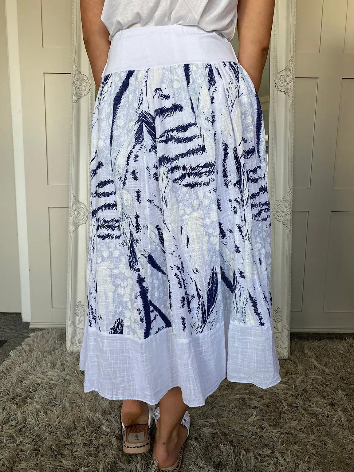 Feather Print Skirt