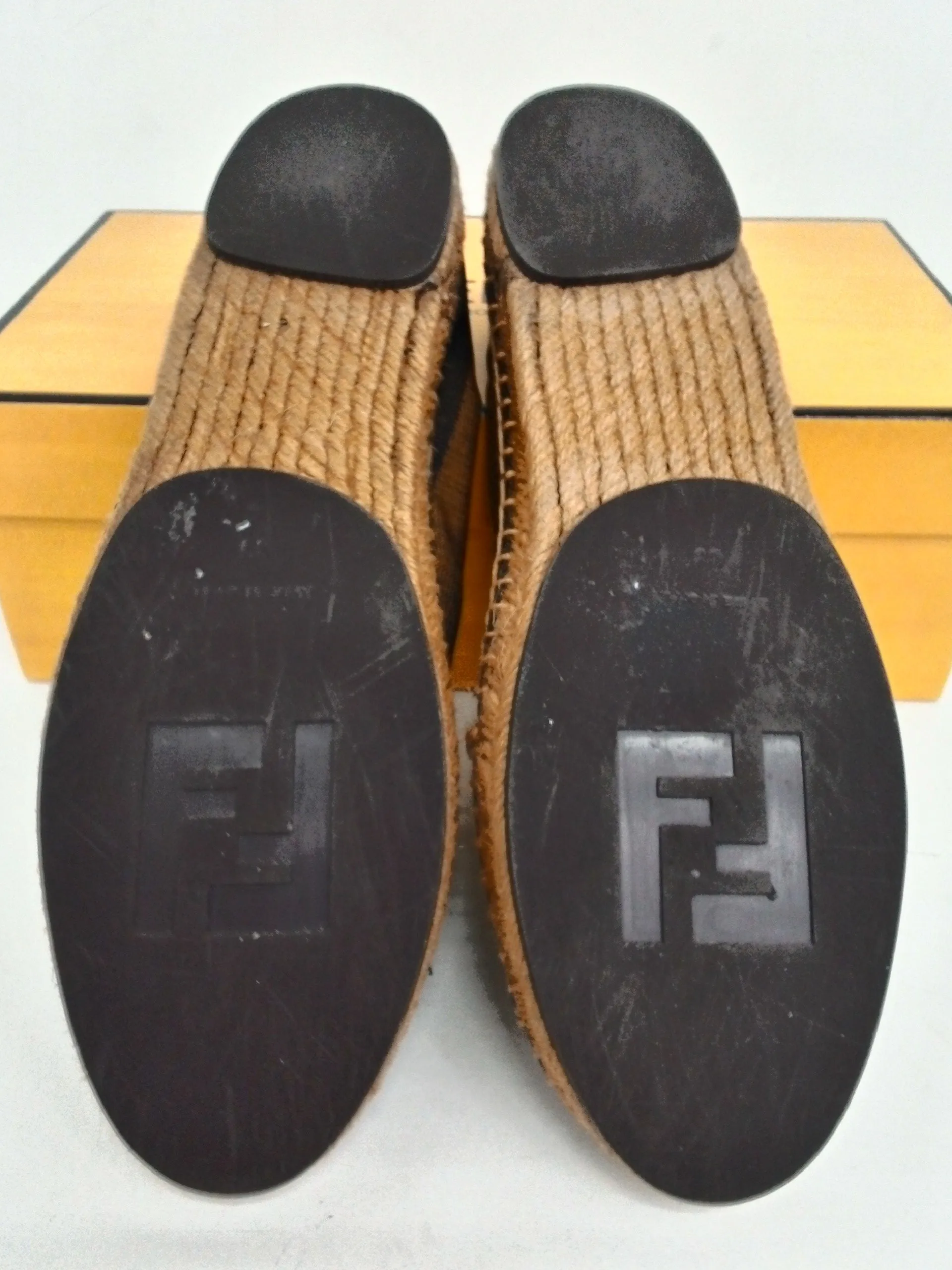 Fendi Women's Black Loafer Espadrilles Size 39