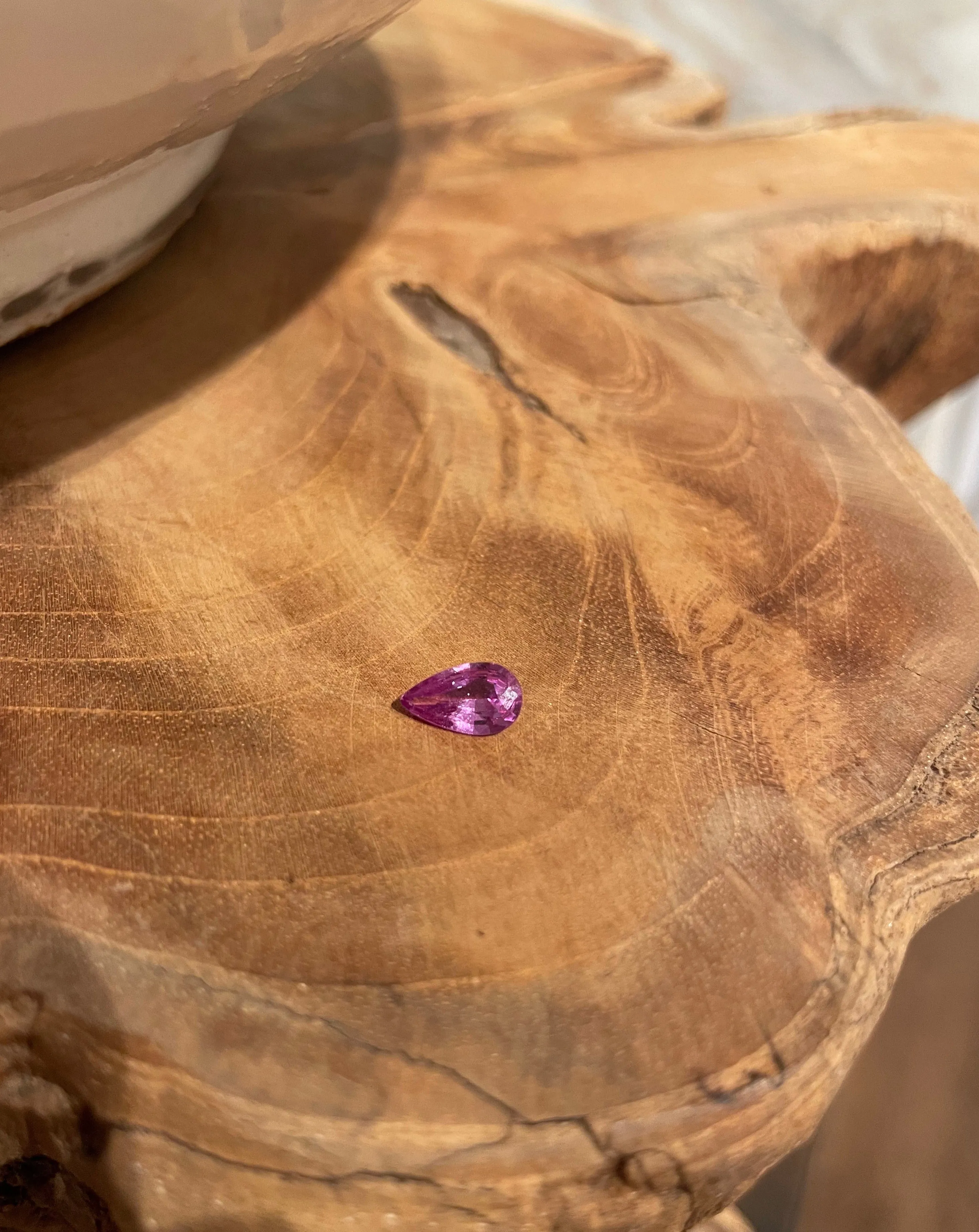 Finished: New Auction Alert: Gemstone Auction! Drop-Shaped, Untreated, Eye-Clean Fuchsia Pink Sapphire, 0.96 CT