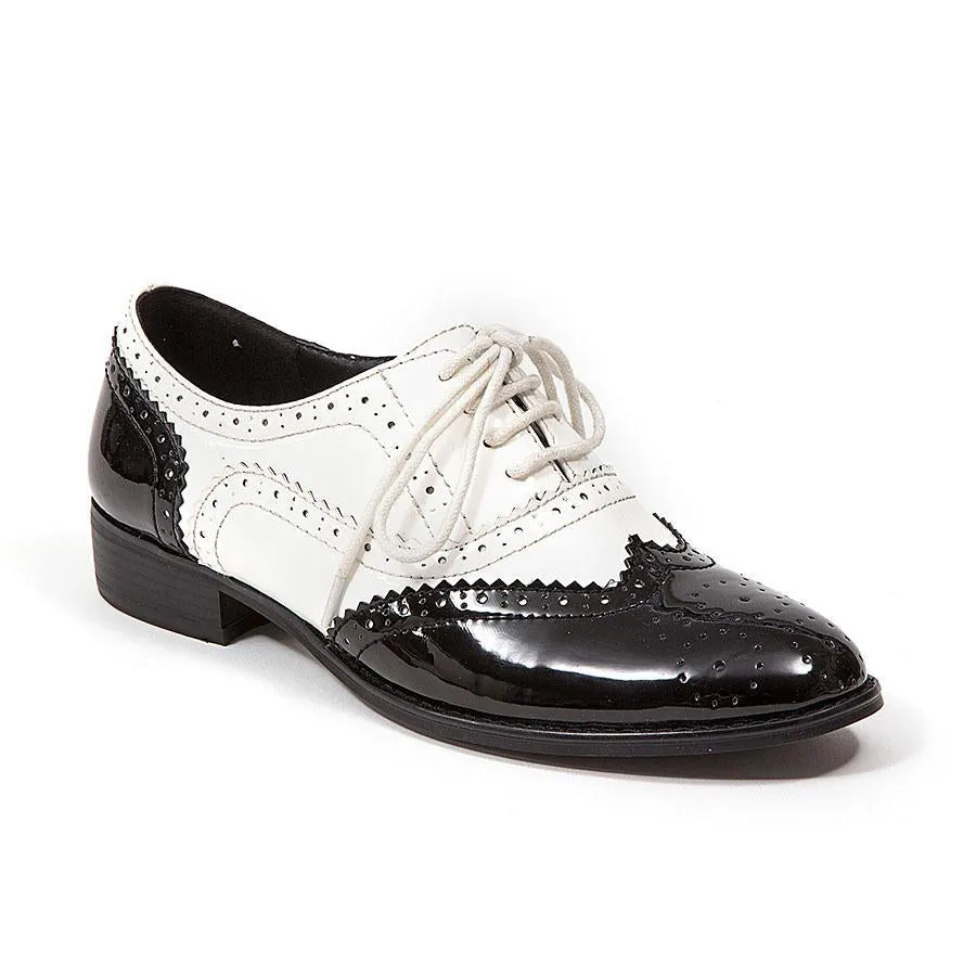 French Blu Women's Babe Wingtip Lace-Up Two Tone Oxford Shoe