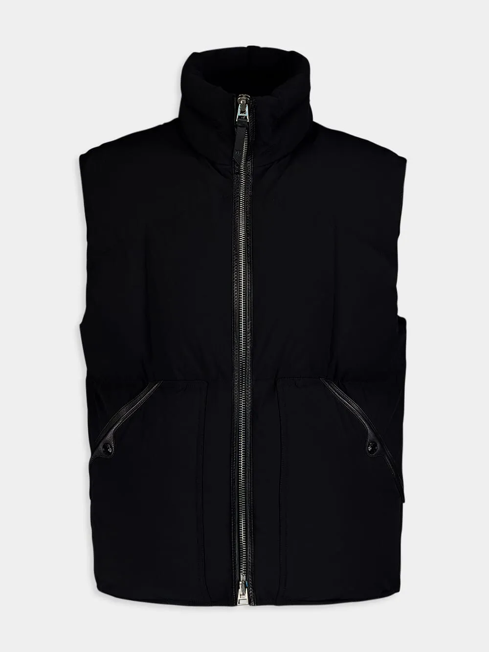 Funnel-Neck Black Quilted Gilet