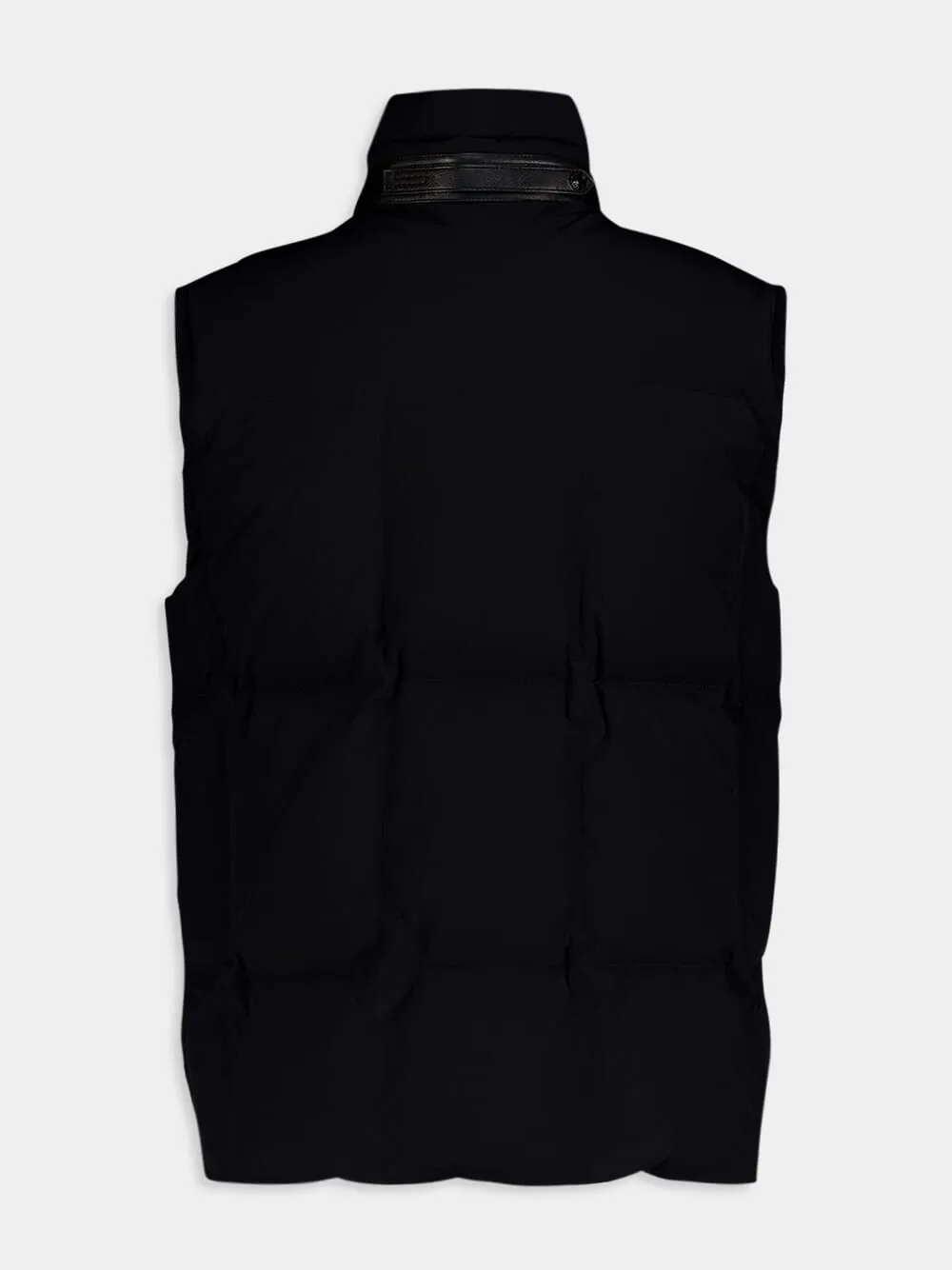 Funnel-Neck Black Quilted Gilet