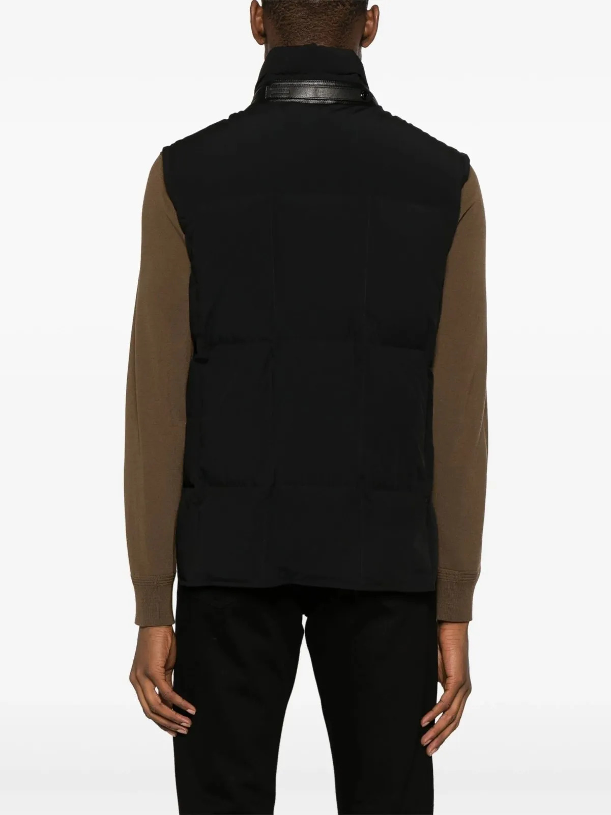 Funnel-Neck Black Quilted Gilet