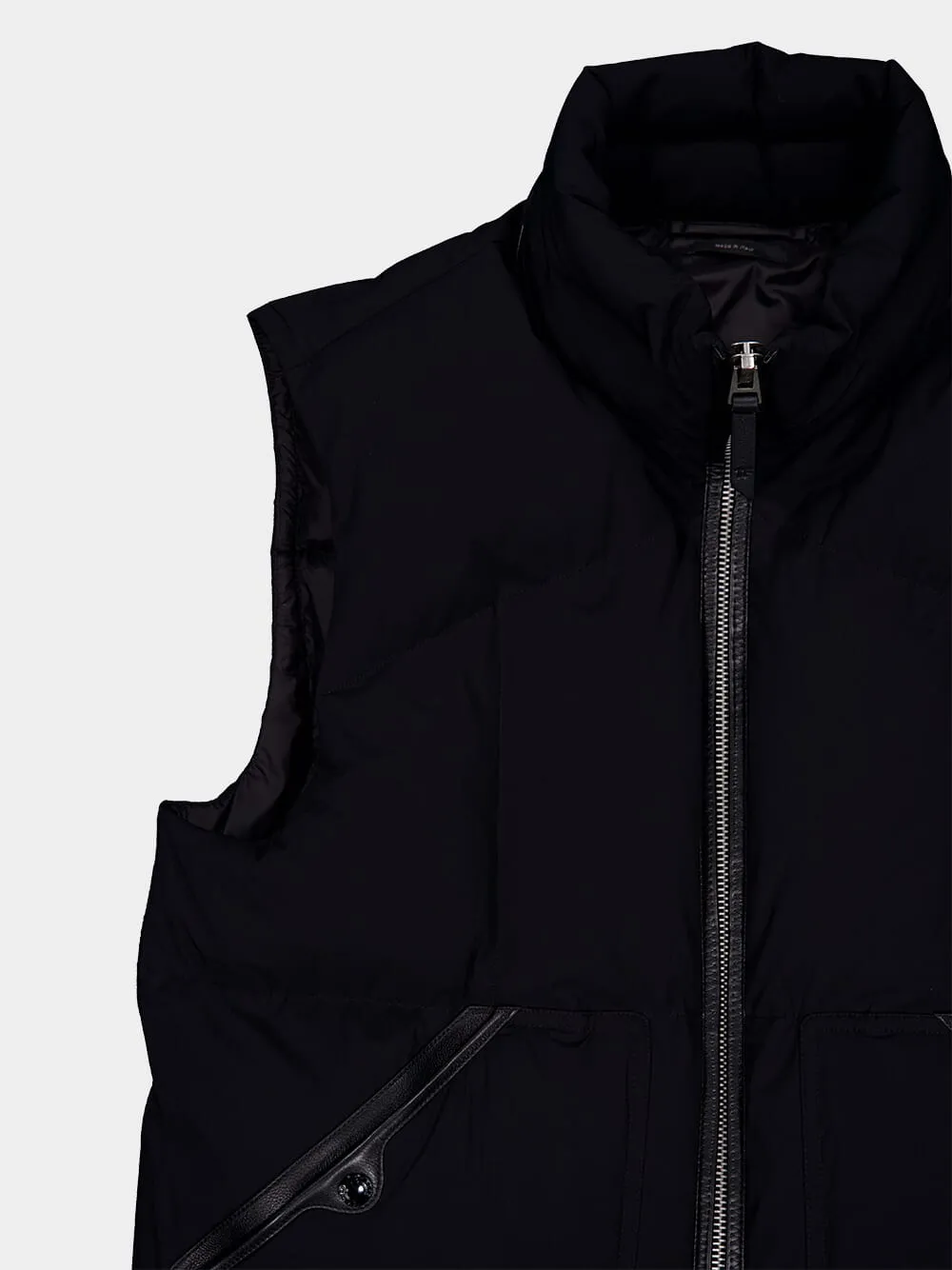 Funnel-Neck Black Quilted Gilet