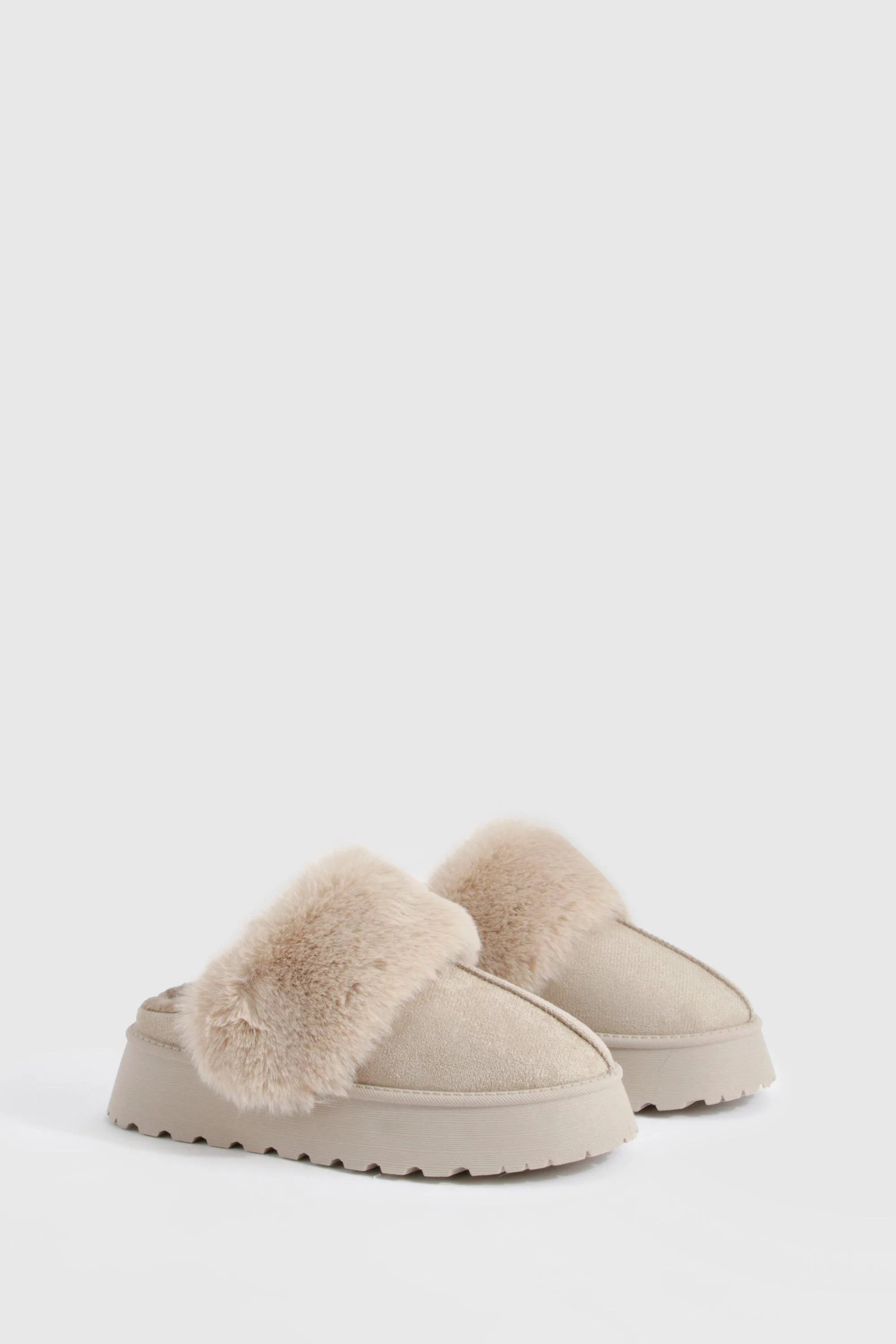 Fur Lined Platform Cozy Mules