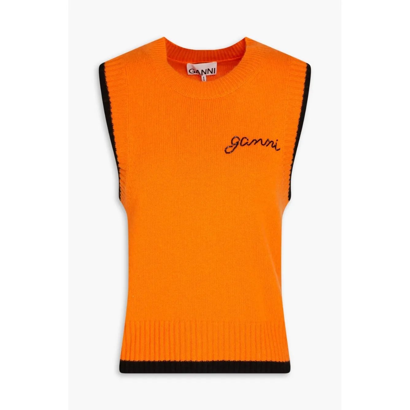 Ganni  |Crew Neck Casual Style Wool Cashmere Sleeveless Street Style