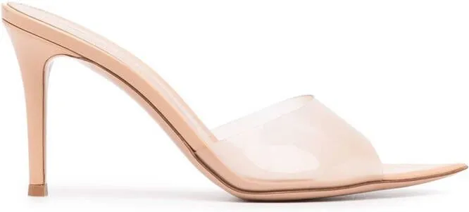 Gianvito Rossi Elle 85mm transparent-strap mules Neutrals