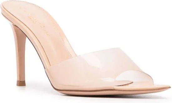 Gianvito Rossi Elle 85mm transparent-strap mules Neutrals