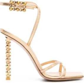 Gianvito Rossi Rockstudded 120mm metallic leather sandals Gold