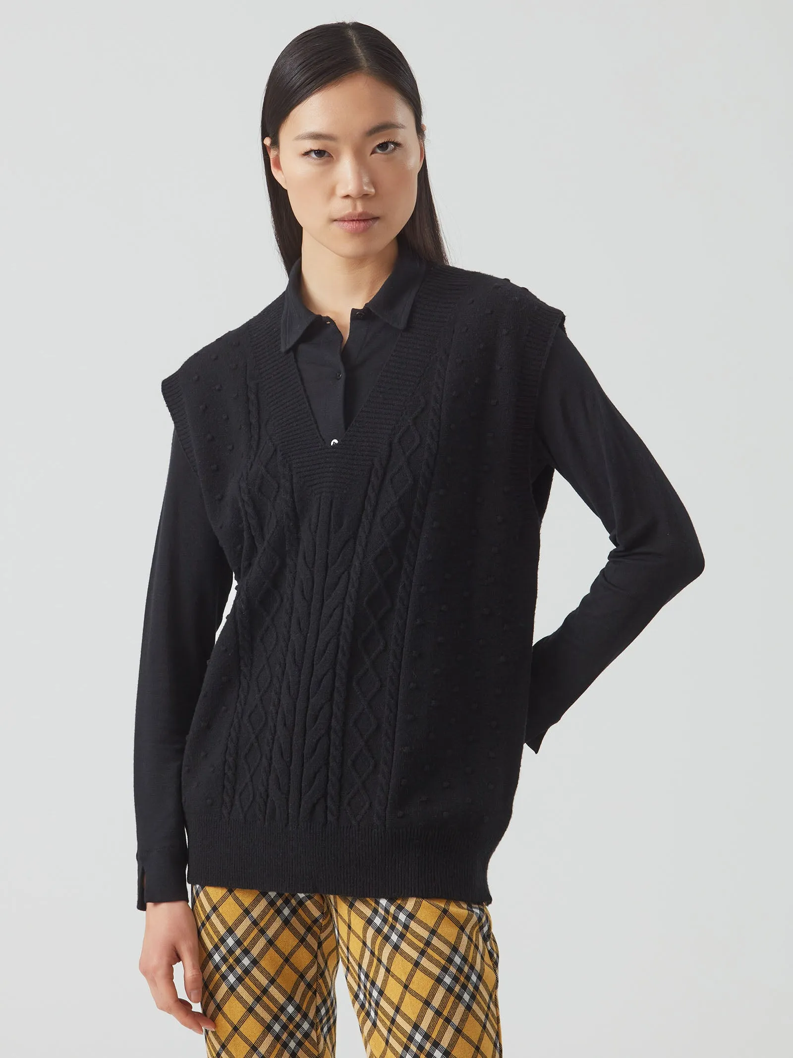 Gilet oversize in filato Super Soft - Nero