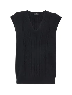 Gilet oversize in filato Super Soft - Nero