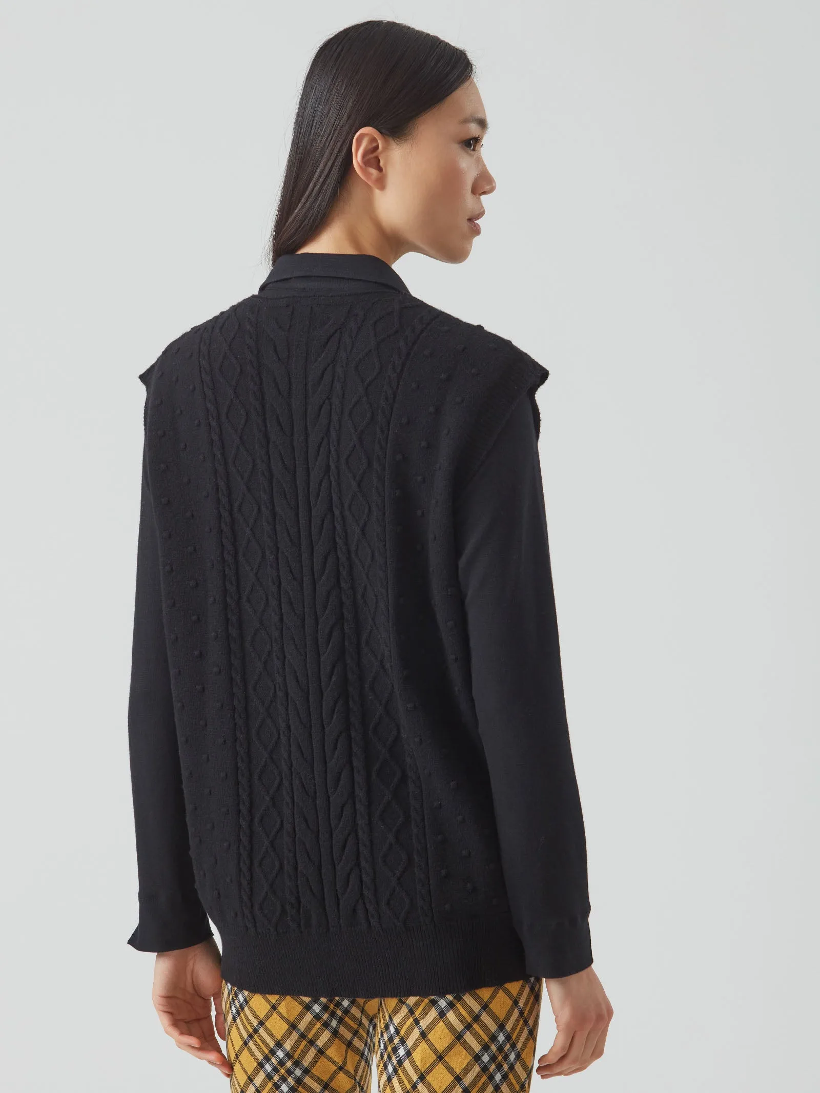 Gilet oversize in filato Super Soft - Nero