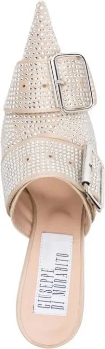 Giuseppe Di Morabito 100mm crystal-embellished mules Neutrals